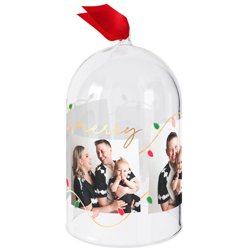 Merry String Lights Glass Cloche Ornament | Shutterfly