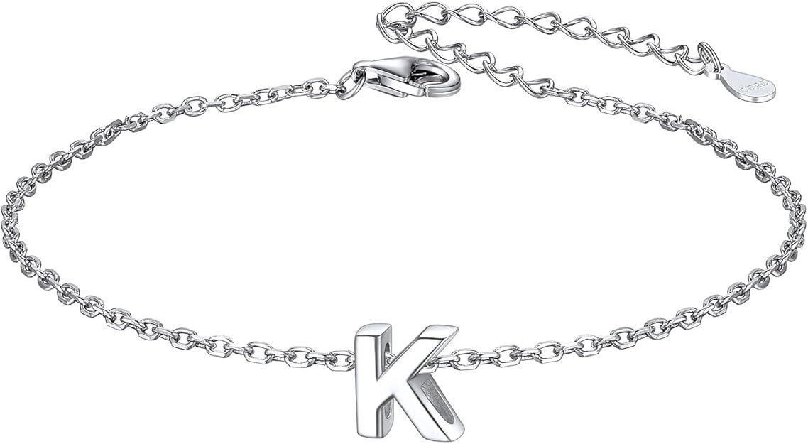 ChicSilver Initial Bracelet for Women 925 Sterling Silver Letter Initial Bracelet Dainty Personal... | Amazon (US)