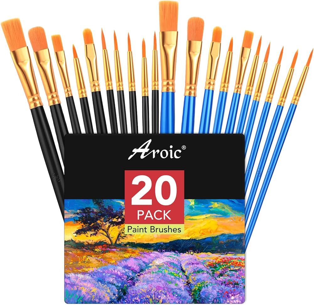 Acrylic Paint Brush Set, 2 Packs/20 pcs Watercolor Brushes Painting Brush Nylon Hair Brushes for ... | Amazon (US)