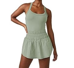 Women Tennis Dress Workout Dress with Built in Shorts Sleeveless Crisscross Backless Summer Athle... | Amazon (US)