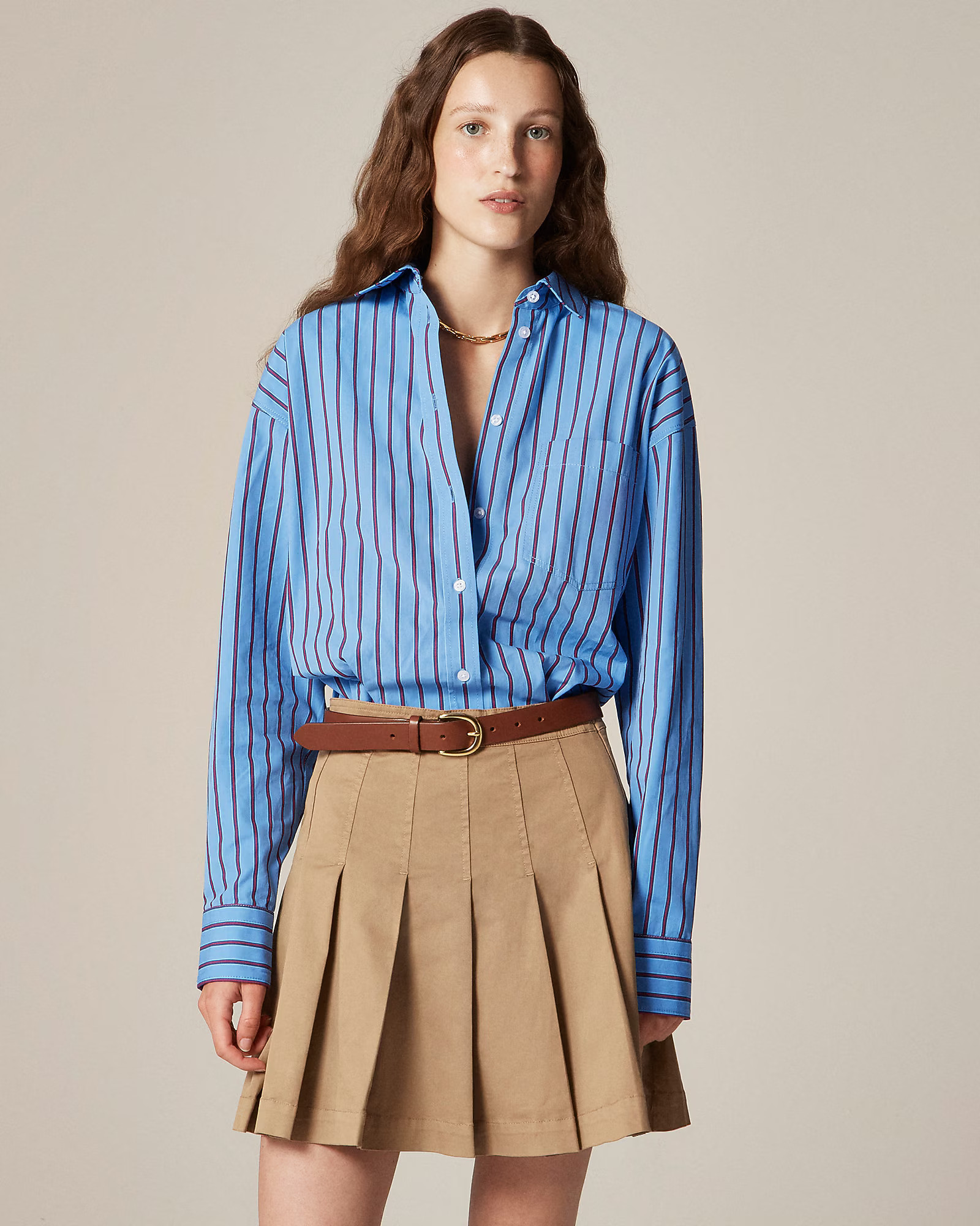 Étienne oversized shirt in striped cotton poplin | J. Crew US