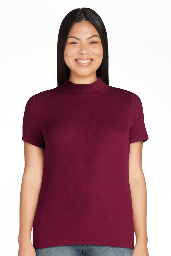 Time and Tru Women’s Mock Neck Top with Short Sleeves, Sizes S-XXXL | Walmart (US)