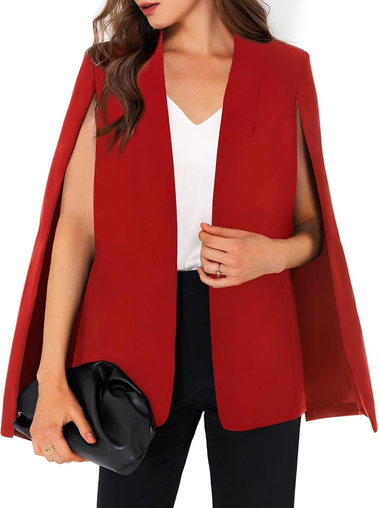 GAMISOTE Womens Cape Blazer Split Sleeve Open Front Casual Jacket Coat Workwear | Amazon (US)