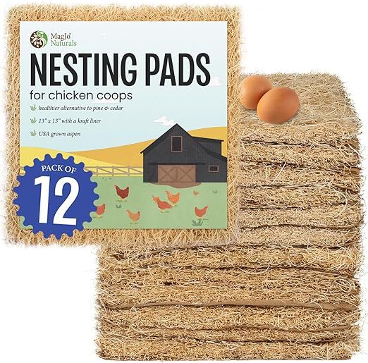 MagJo Premium Aspen 12 Pack Excelsior Nesting Liners (12 Pack), Chicken Bedding for Nesting Box, ... | Amazon (US)