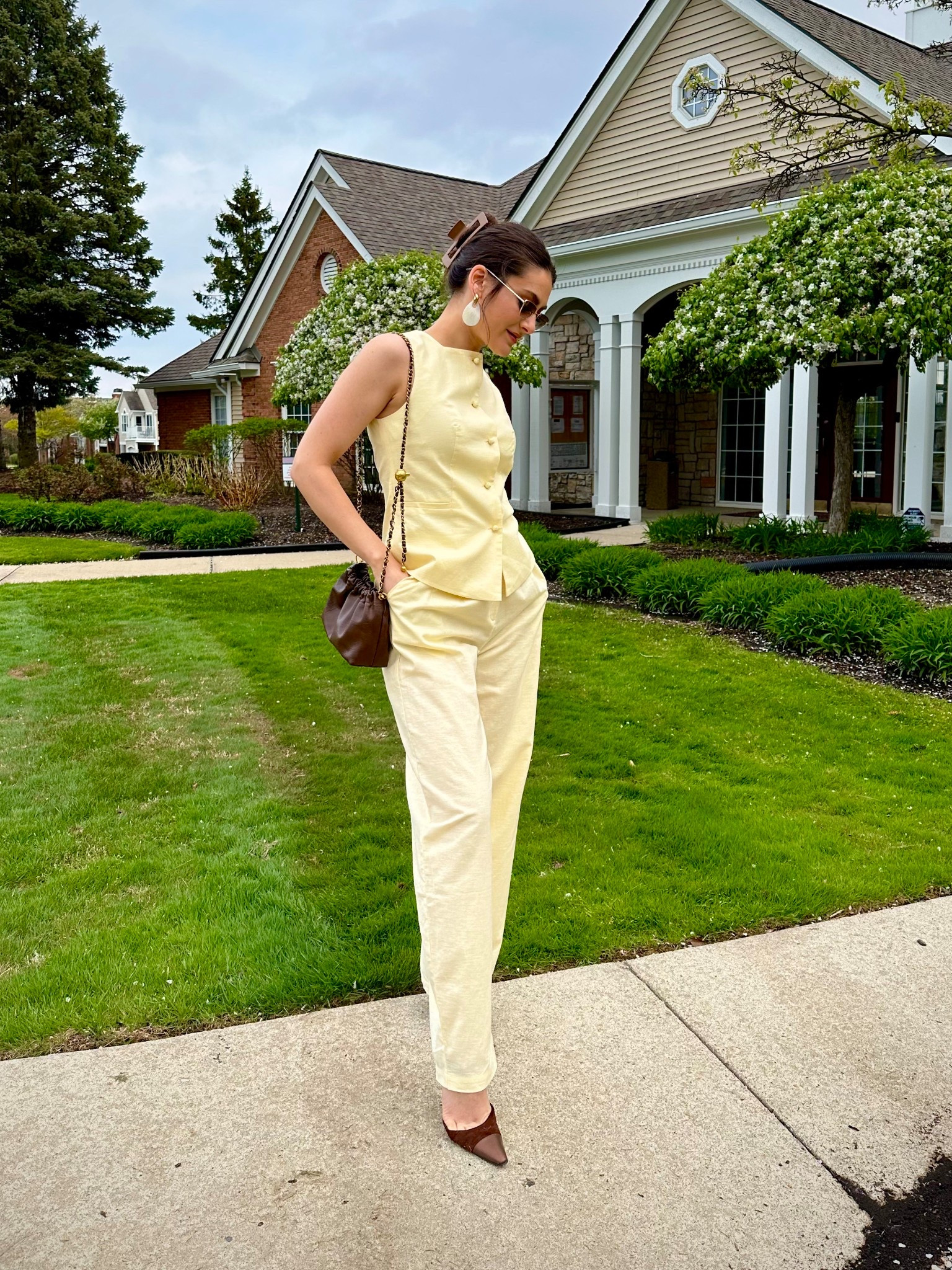 Addicted to butter yellow and not looking for a cure

This coordinating set is made of cotton and linen from  Commense in a size small. Use code savinavalentine_12 for a discount

Bag is Amazon and so are the sunglasses and clip!

The heels are an older style, so I linked similar

Jewelry is Saval 

Tags 

What to wear in spring April May summer light yellow, pastel color, cotton linen, old money, aesthetic casual elevated coord sale 

#LTKFindsUnder100 #LTKSeasonal #LTKU