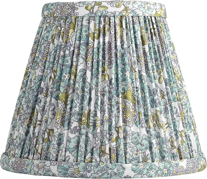 Springcrest Nelle Soft Blue and Green Floral Pleat Shade 3.5x6x5 (Clip-On) - Springcrest | Amazon (US)