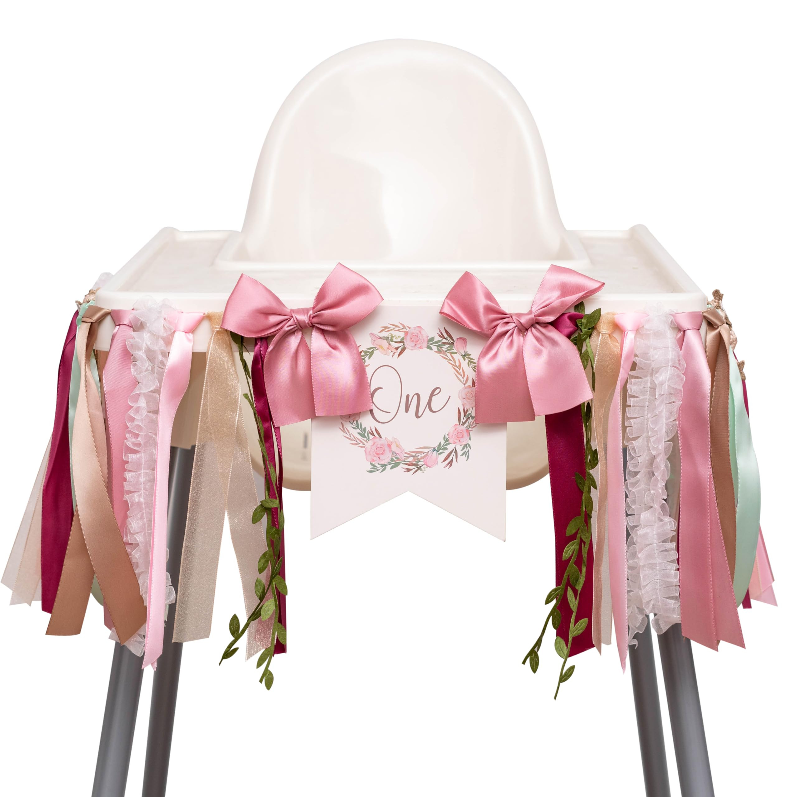 Floral Highchair Banner - Fairy First Birthday Decorations High Chair Banner, Rose Garden Theme 1... | Amazon (US)