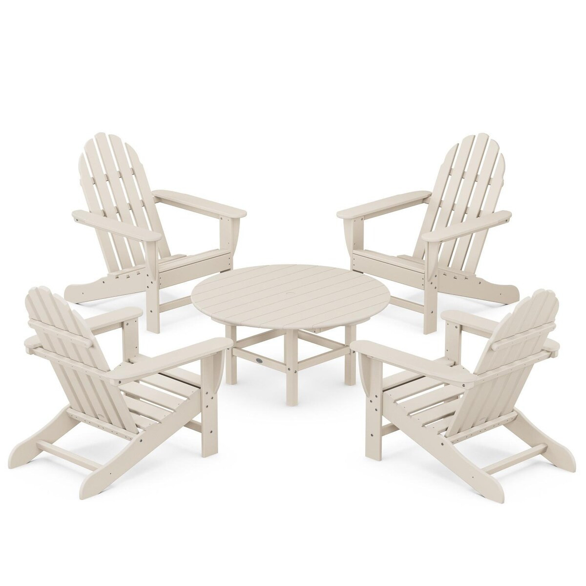 POLYWOOD Classic Adirondack 5 Pc Recycled Plastic Seating Set in Sand by - PWS704-1-SA | BBQ Guys
