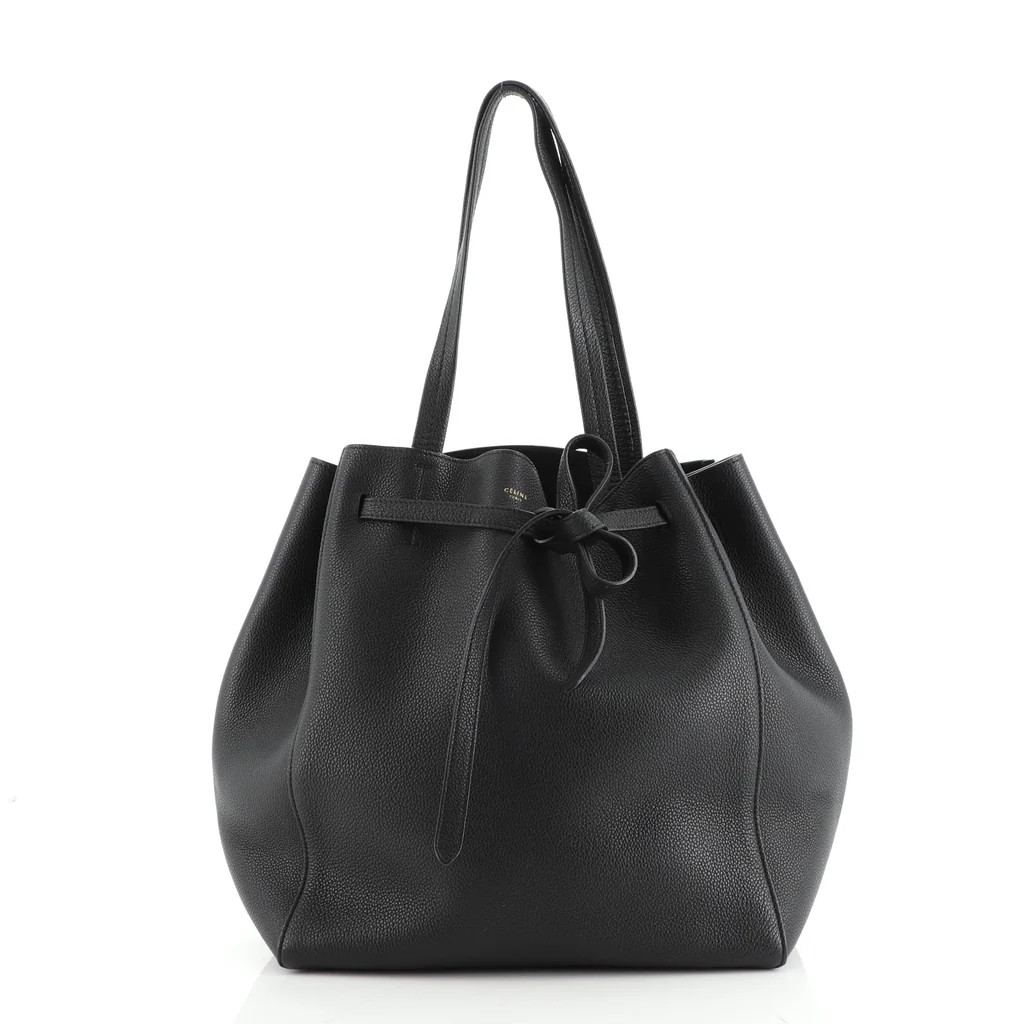 Celine Phantom Tie Cabas Tote Leather Small Black 92720113 | Rebag