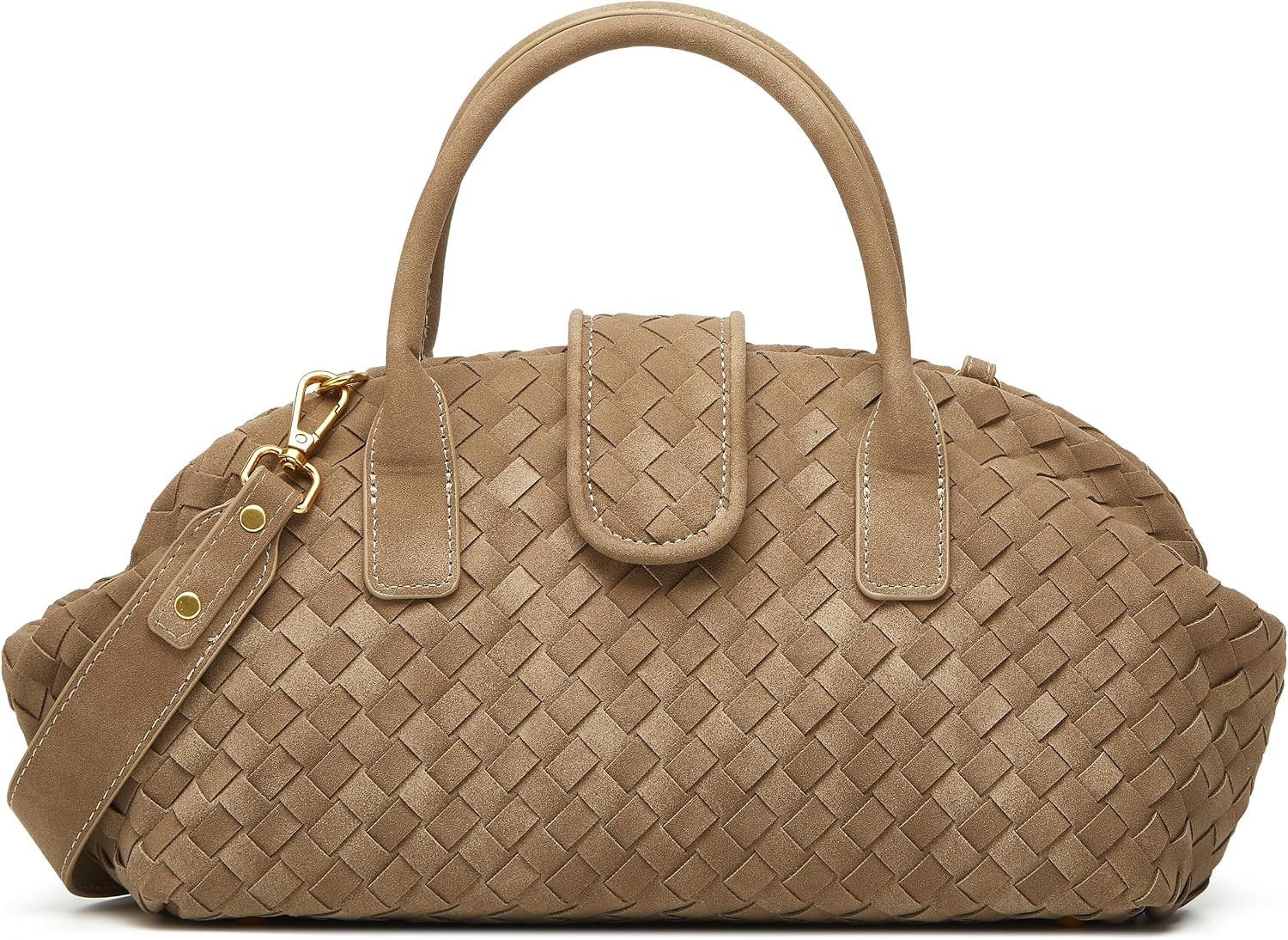 Suede Woven Tote Bag for Women Faux Suede Shoulder Bag Woven Purse Vintage Top Handle Handbags Slouchy Hobo Purses Satchel | Amazon (US)