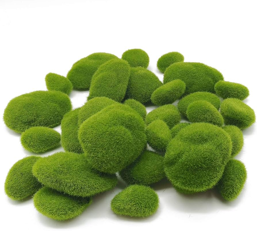 TIHOOD 30 PCS 3 Size Artificial Moss Rocks Decorative, Green Moss Balls,Moss Stones, Green Moss C... | Amazon (US)