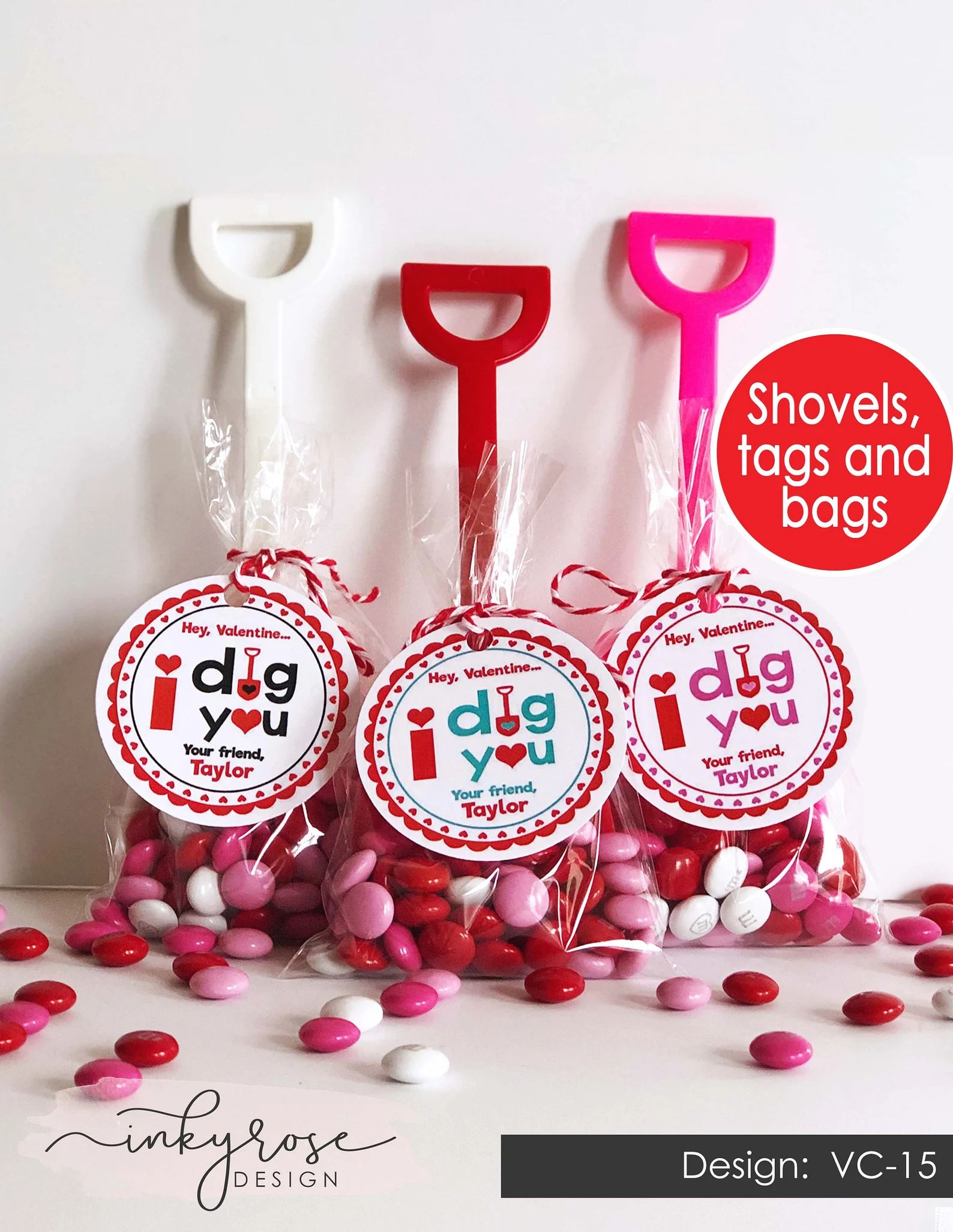 I Dig You Valentine Shovel, PRINTED Valentine Treat Bags Classroom Valentines, Valentine's Day Ca... | Etsy (US)