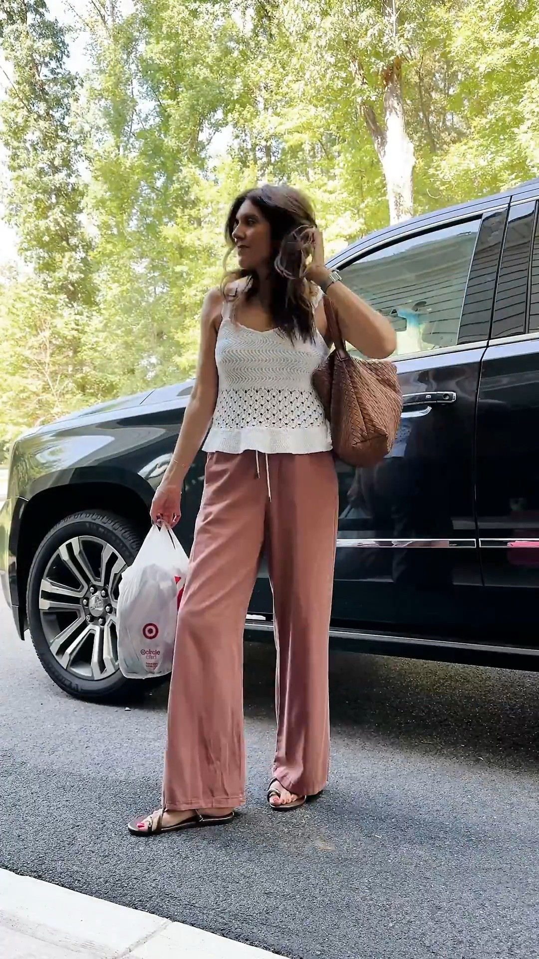 Target pants are almost sold out in this rust color! If you’ve been wanting them, now’s the time!! I’m
5’7” in a size small.

#LTKOver40 #LTKTall