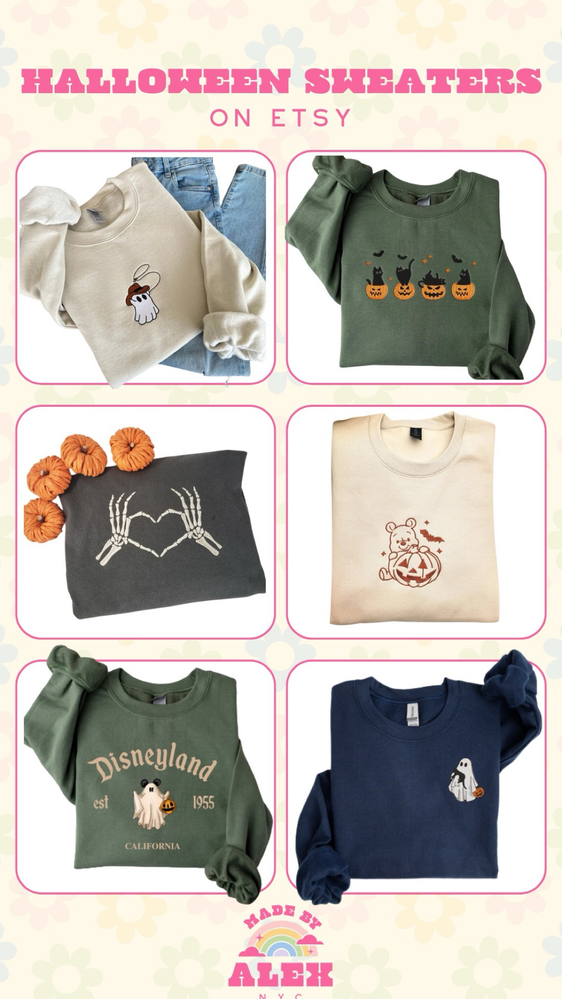 Halloween sweaters from Etsy 🎃👻
-
-
-
Halloween fashion, Halloween outfit, embroidered sweatshirt