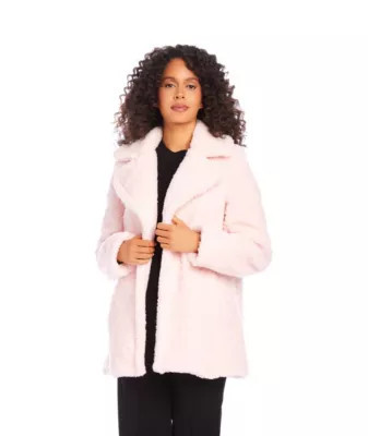 Karen Kane Women's Sherpa Coat, Pink, Small | Belk