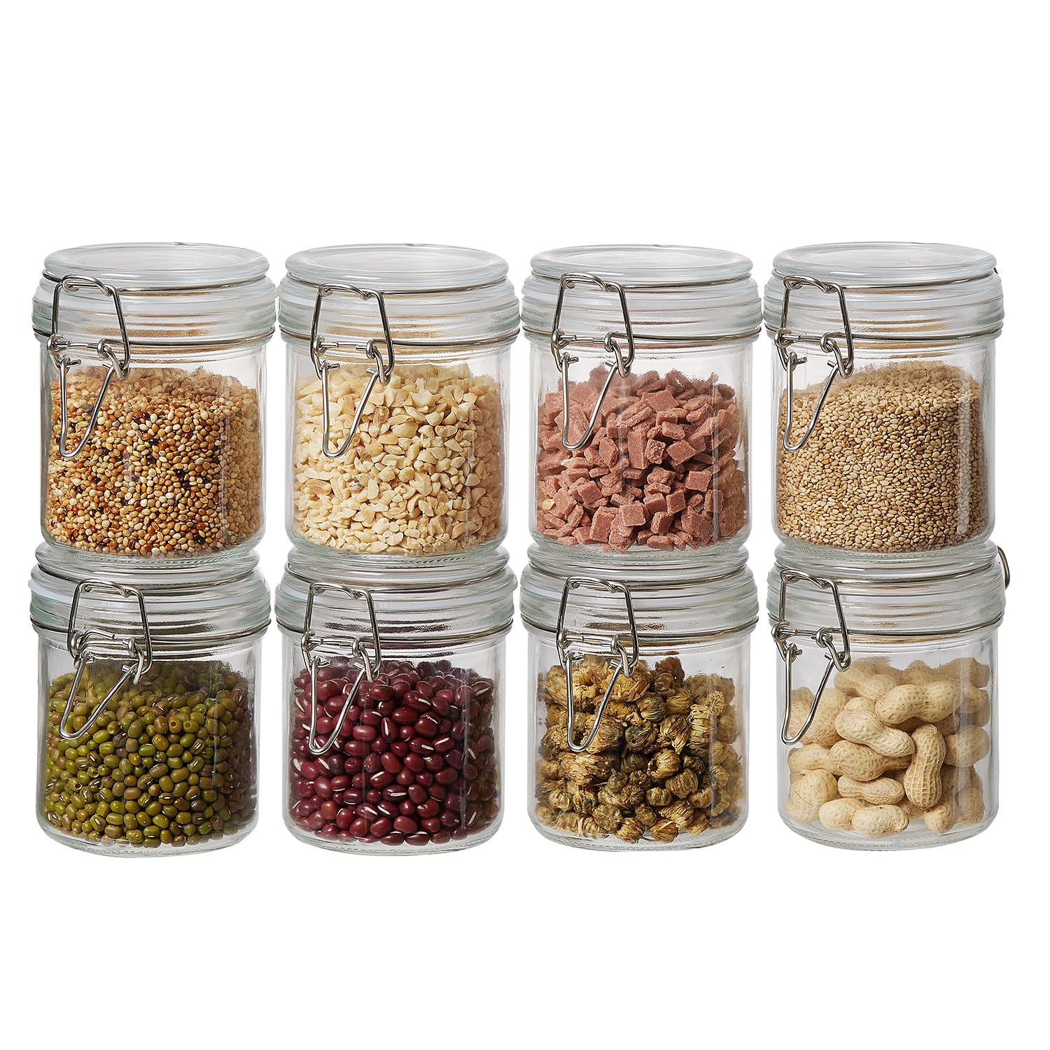 8 Pack 9.5oz Food Storage Jars with Airtight Lids, Preserving Seal Wire Clip Fastening Glass Cont... | Amazon (US)