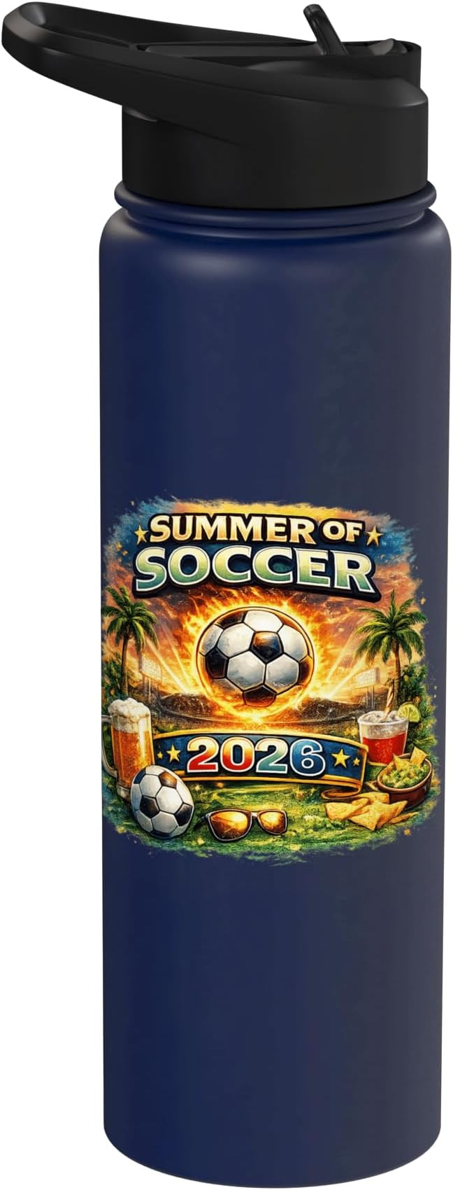 Summer of Soccer 2026 Fan Football Game Day Tropical Stainless Steel Insulated Water Bottle | Amazon (US)
