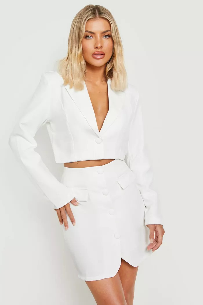 Button Detail Tailored Mini Skirt | Boohoo.com (US & CA)