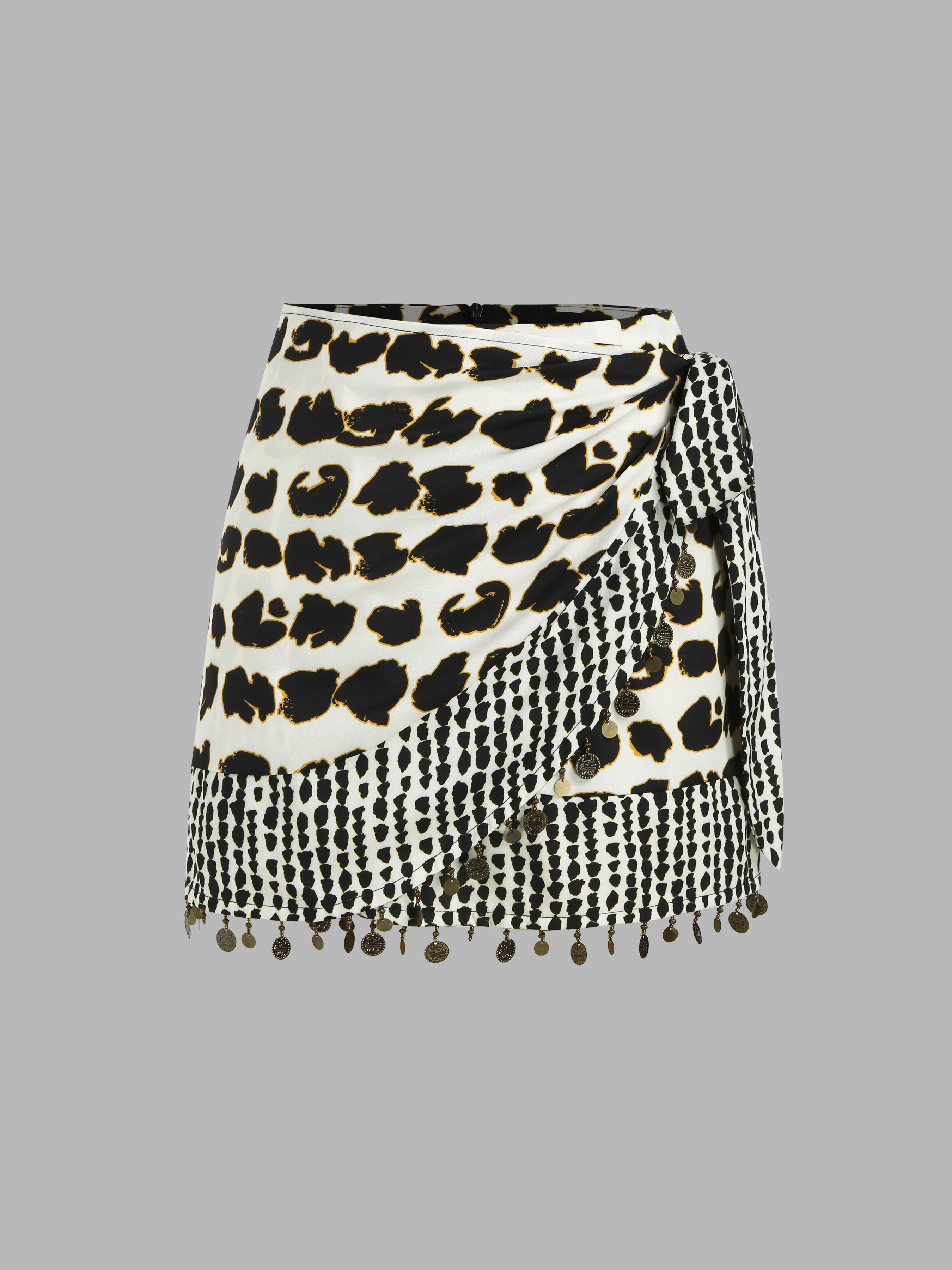 Leopard Print Cheetah Print Animal Print Woven Mid Waist Leopard Print Tassel Mini Skirt For Part... | Cider