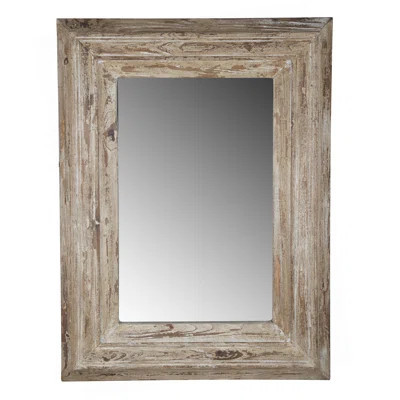30X2x39" Rectangle Wall Accent Mirror With Distressed Wood Frame | Wayfair North America