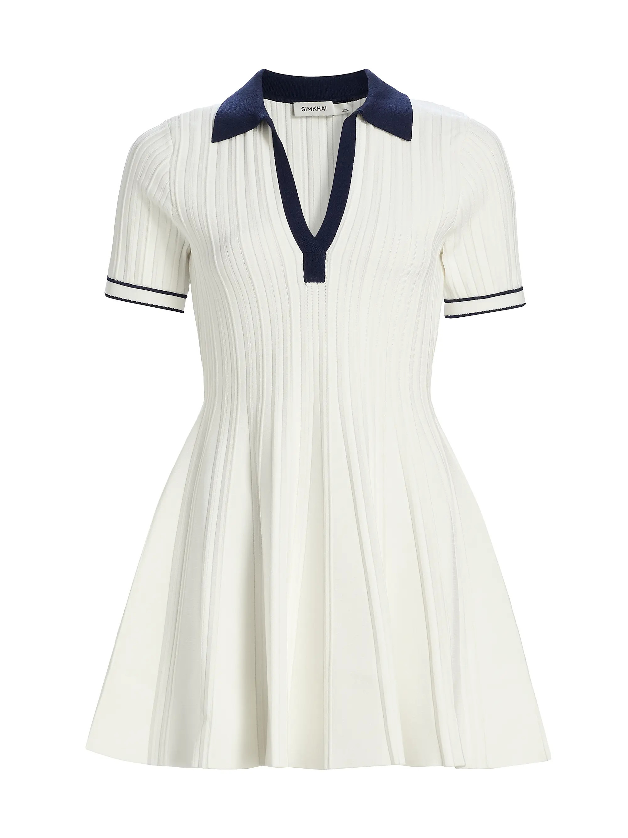 SIMKHAI Page Rib-Knit Polo Minidress | Saks Fifth Avenue | Saks Fifth Avenue