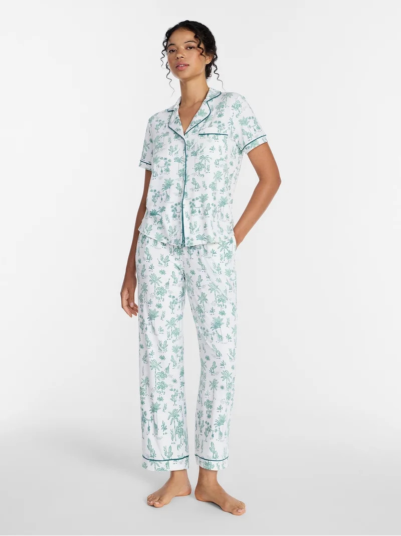 Joyspun(4.7)|3,620 Joyspun Women's Dreamy Soft Collection Notch Collar Top and Capri Pants Pajama... | Walmart (US)