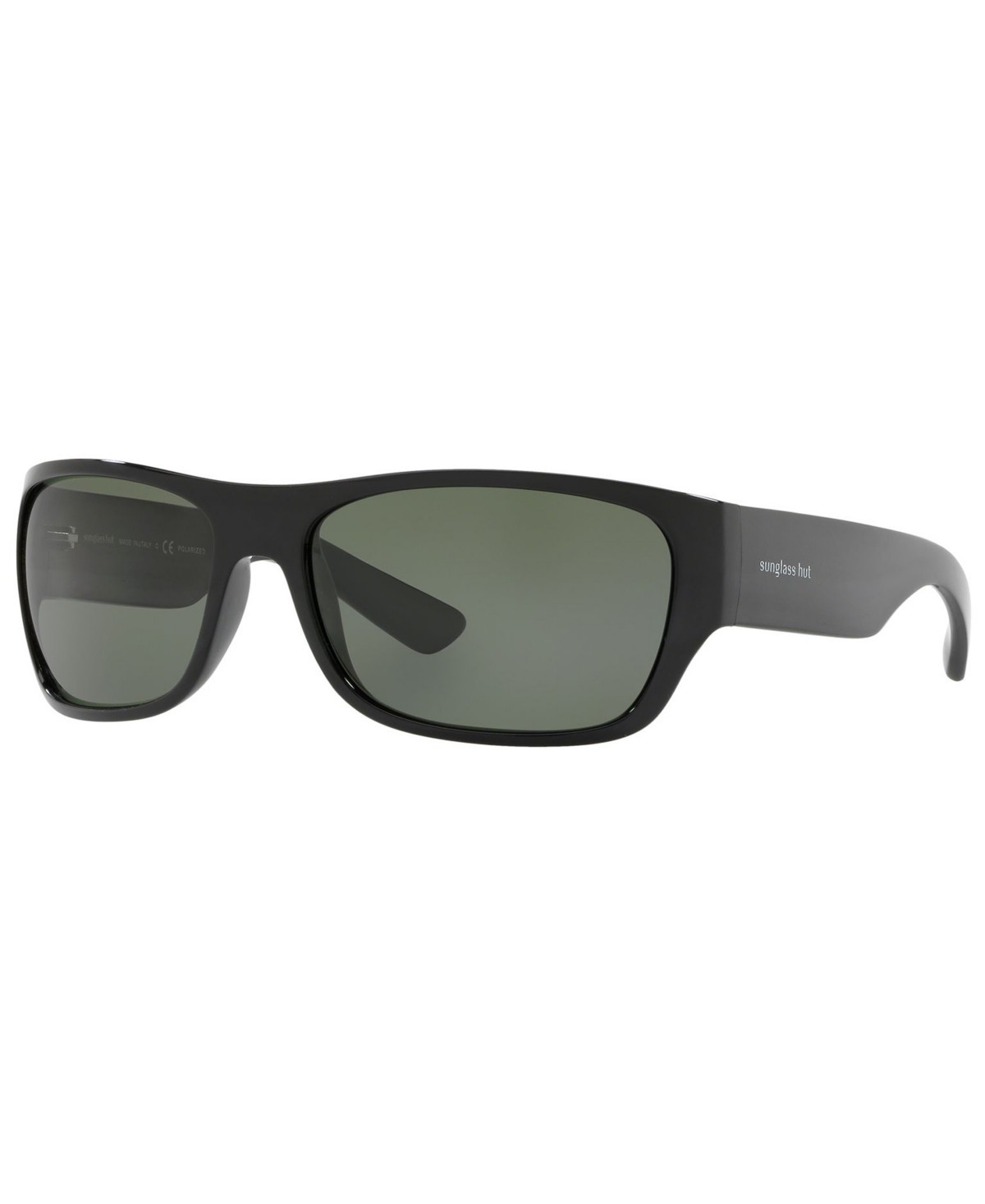 Sunglass Hut Collection Polarized Sunglasses, HU2013 63 - BLACK/ POLAR GREEN | Macy's