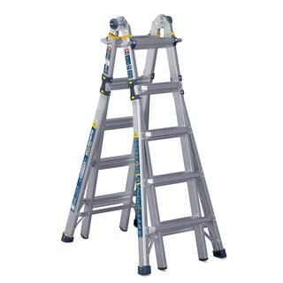 Werner 5-in-1 Multi-Position Pro 22 ft. Reach Aluminum Telescoping Multi Position Ladder, 375 lb.... | The Home Depot