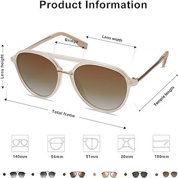SOJOS Retro Aviator Polarized Sunglasses for Women Men Double Bridge Ladies Shades | Amazon (US)
