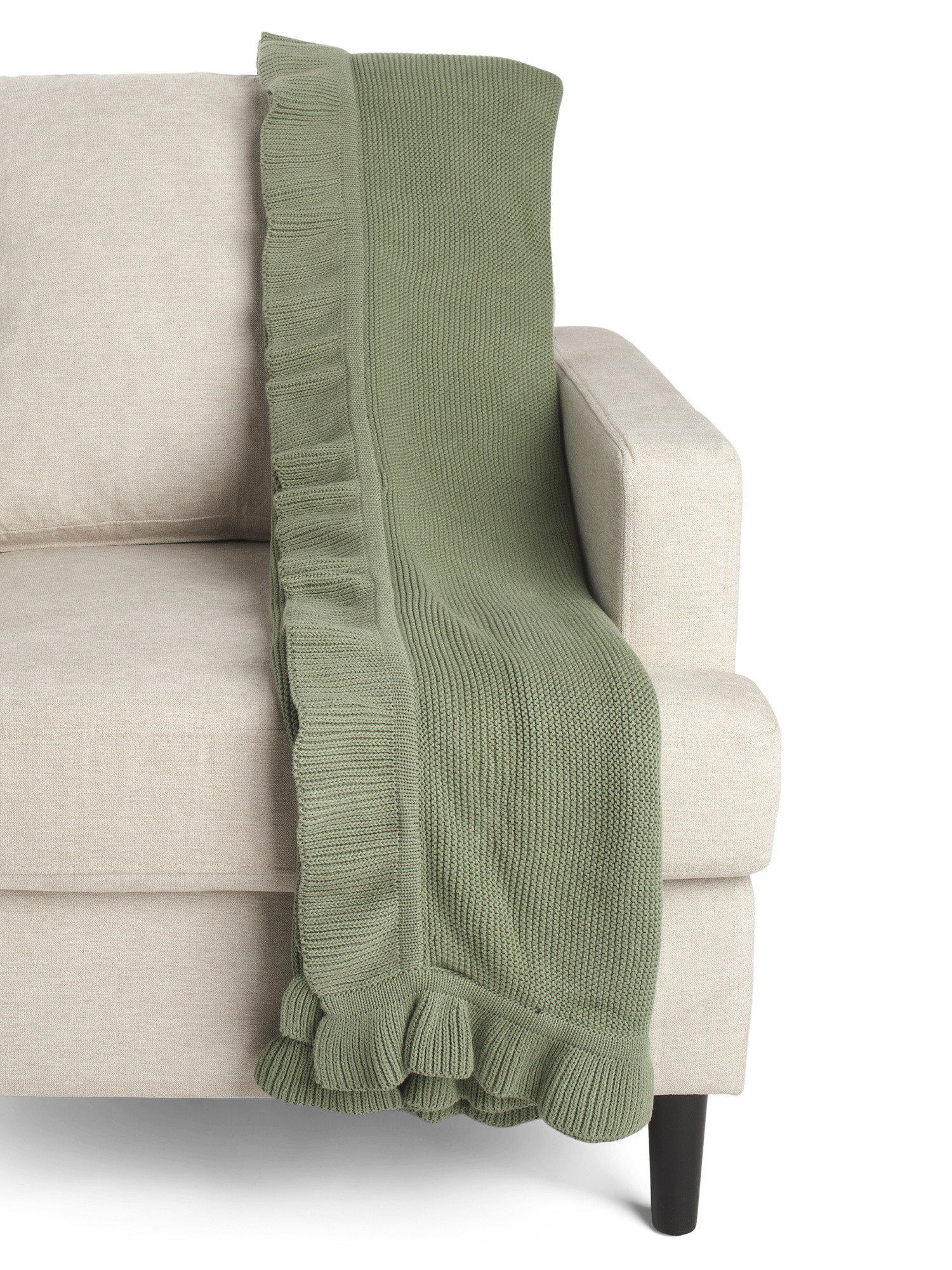 Pure Cotton Cozy Knit Ruffle Throw | TJ Maxx