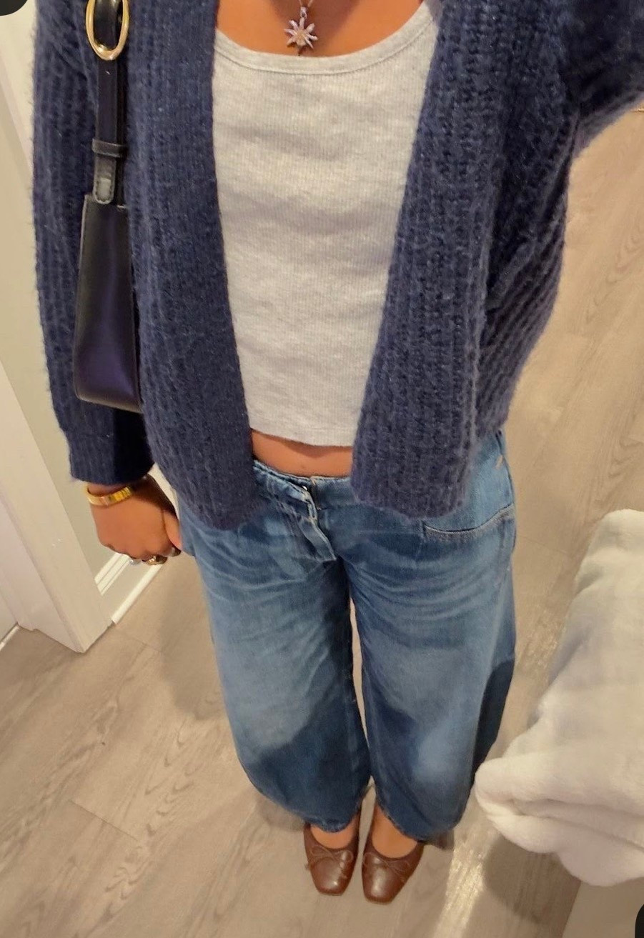 Cute and comfy navy blue sweater, paired with such fun jeans and a brown pair of flats! Super cute outfit that goes great for the fall;) Don’t miss out in this style ! 

#LTKdayinmylife #LTKWorkwear #LTKootd