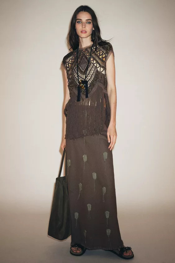 ZW COLLECTION BEADED CROCHET TOP | Zara US