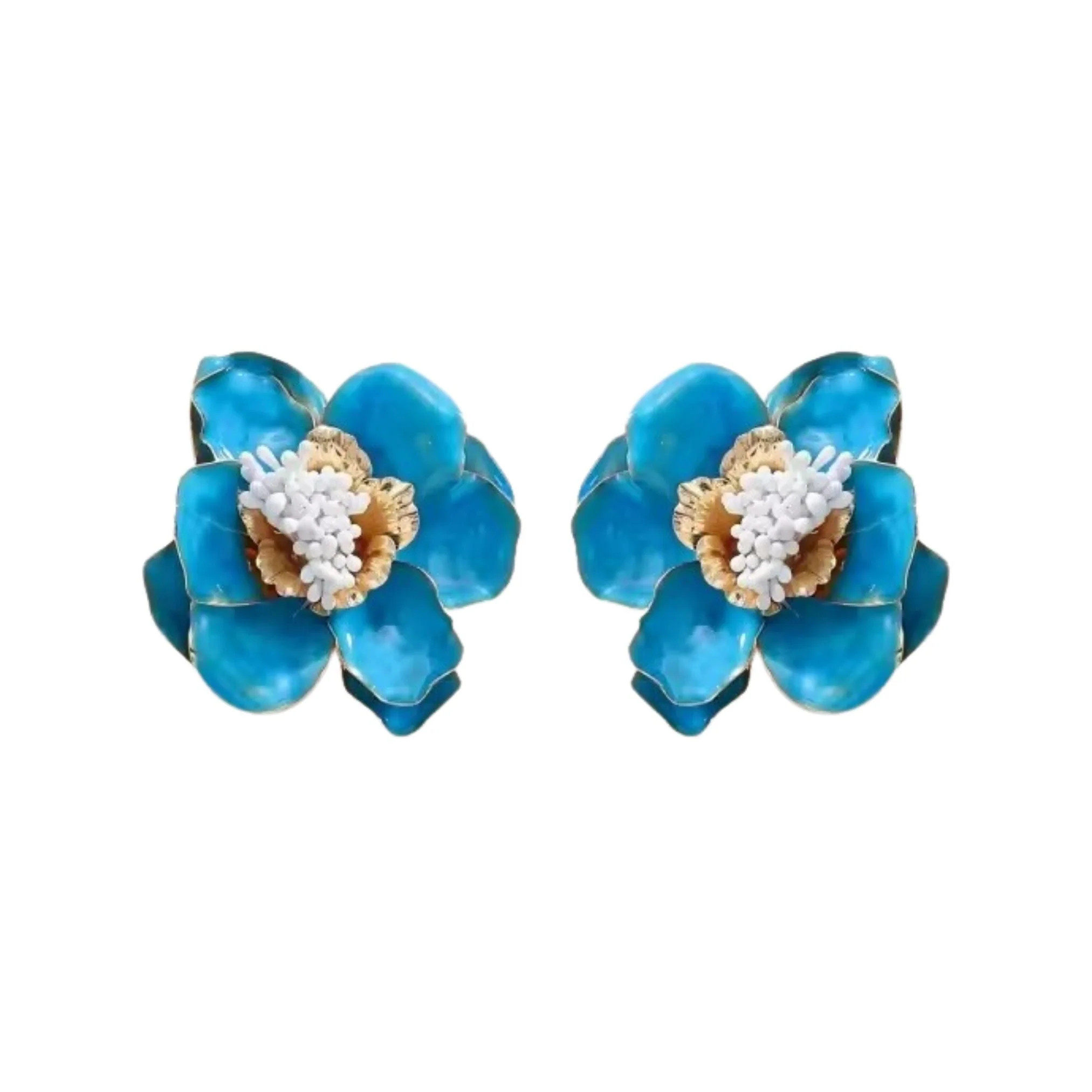 Blossom Statement Earrings - Blue | LINNY CO LLC