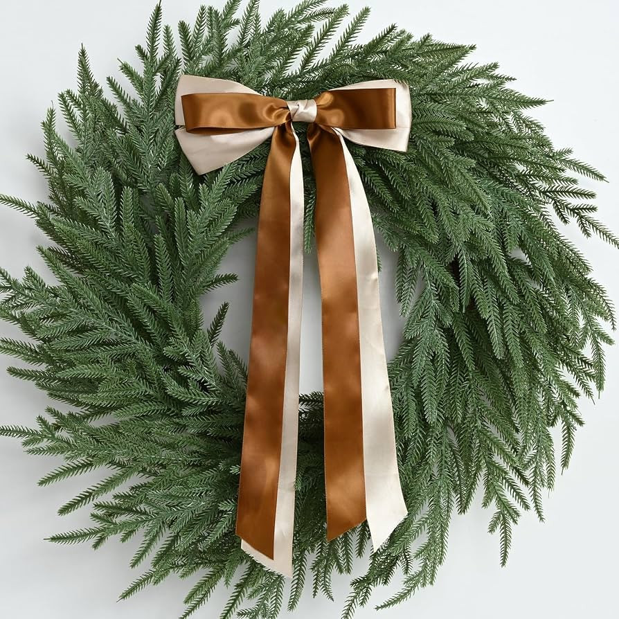 Christmas Decorations -24 Inch Christmas Wreath, Norfolk Pine Wreath, Christmas Wreaths for Front... | Amazon (US)
