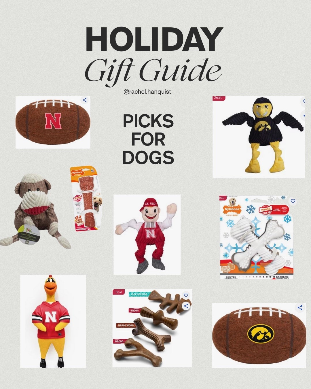 GIFT GUIDE PICKS FOR DOGS 🐾🎄
Looking for the perfect Christmas gifts for your pup? I put together a Gift Guide for Dogs filled with my favorite Chewy finds—perfect for keeping your dog entertained while the humans open presents or for stuffing your dog’s stocking!
This guide includes:
✨ Toys
✨ Chews
✨ Team-themed toys (Iowa Hawkeyes, Nebraska Huskers + tons of other colleges available!)
Whether you’re spoiling your own fur baby or gifting to a dog-obsessed friend, these picks are guaranteed hits. Shop all my Chewy links below! 🎁🐶
#doggiftguide #LTKholiday #giftideasfordogs #stockingstuffersfordogs #chewyfinds #dogmomapproved #christmasgiftsfordogs

#LTKGiftGuide #LTKHoliday #LTKCyberWeek