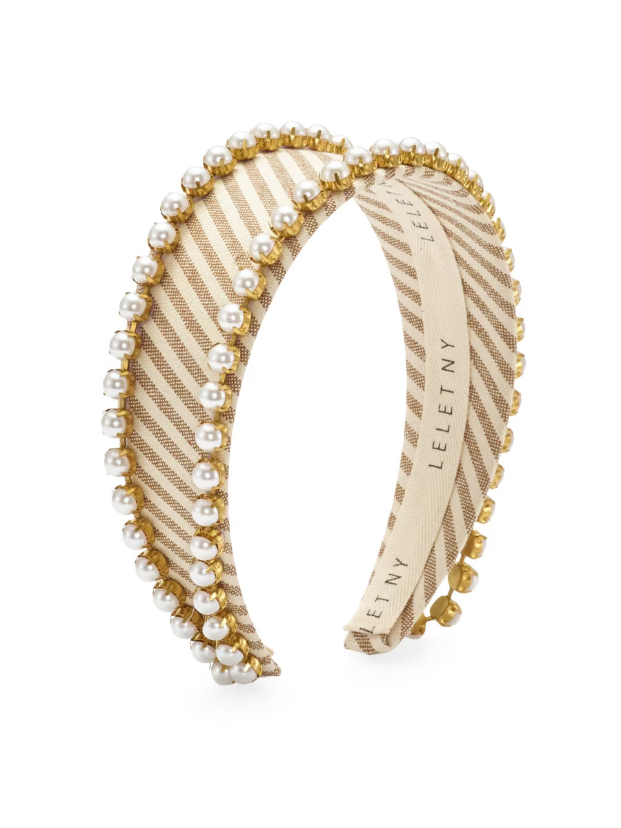 Lynn Striped Faux-Pearl Headband | Saks Fifth Avenue