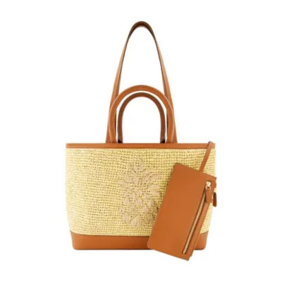 Tommy Bahama Leather Trim Raffia Tote with pouch | Belk