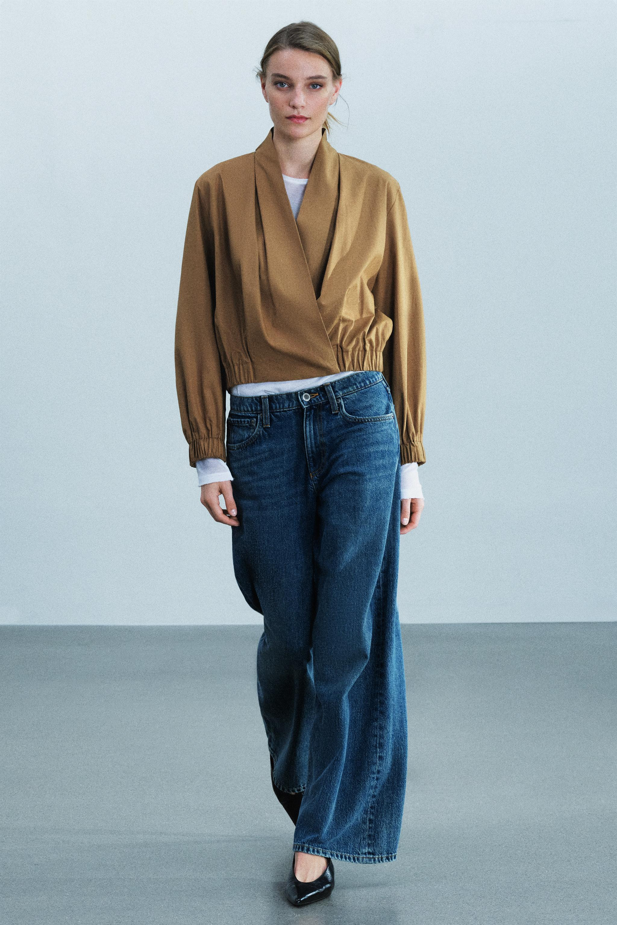 ZW COLLECTION WRAP-FRONT BOMBER SHIRT | Zara US