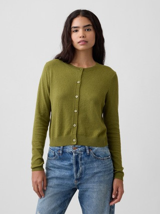 CashSoft Cropped Crewneck Cardigan | Gap Factory