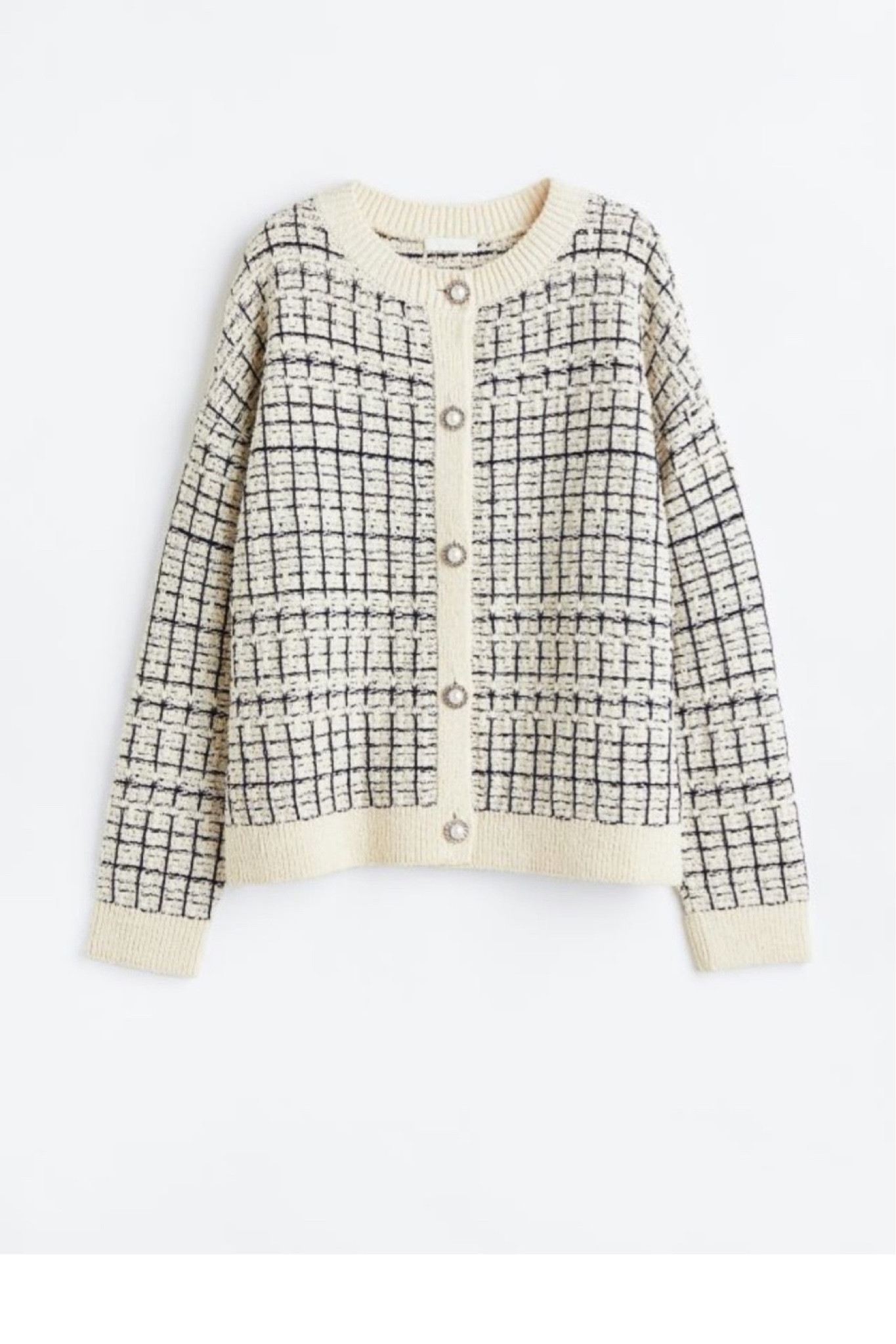 6(roku)] JACQUARD V NECK KNIT CARDIGAN-