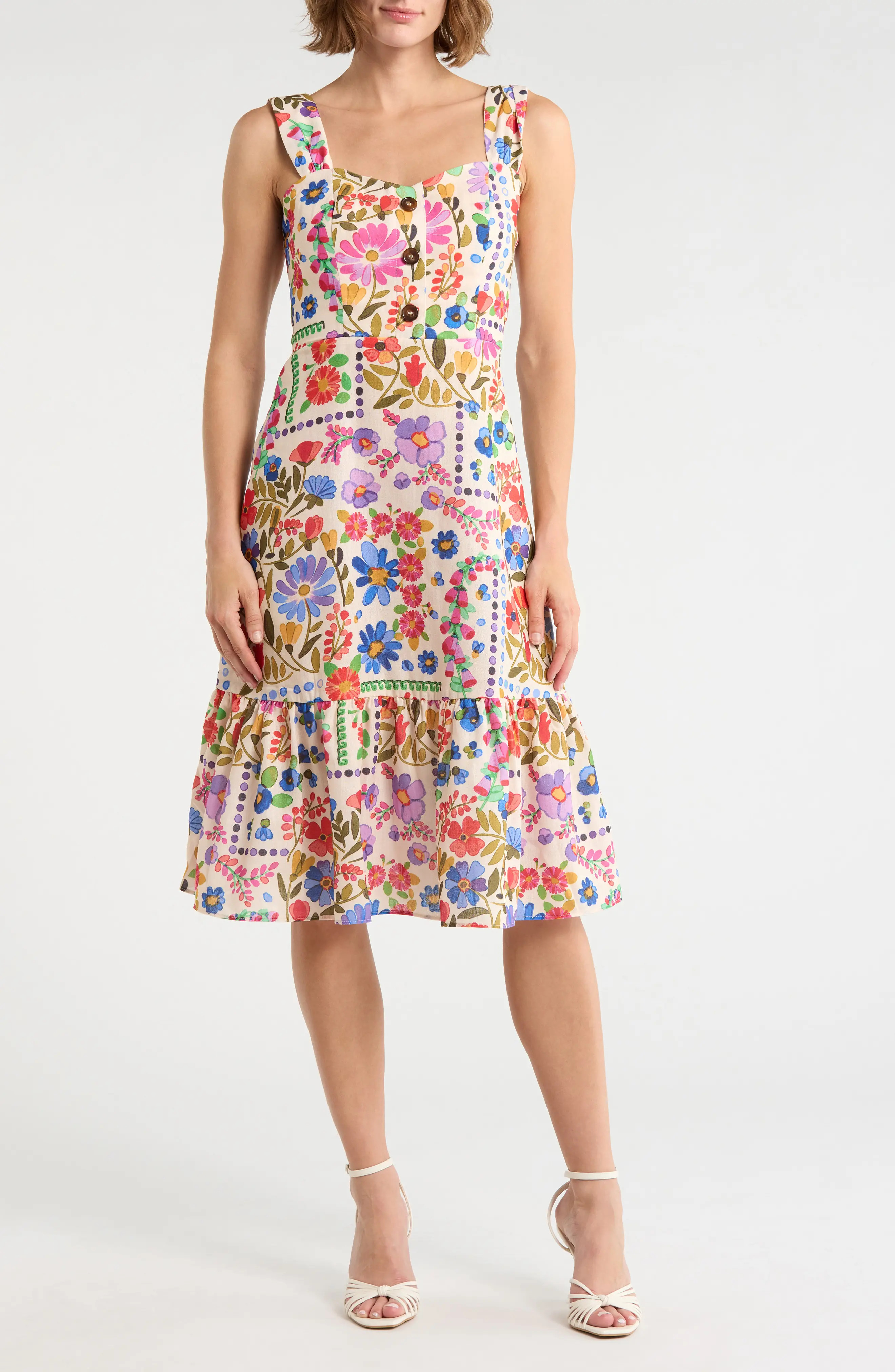 Floral Wide Strap Fit & Flare Midi Dress (Women) | Nordstromrack | Nordstrom Rack