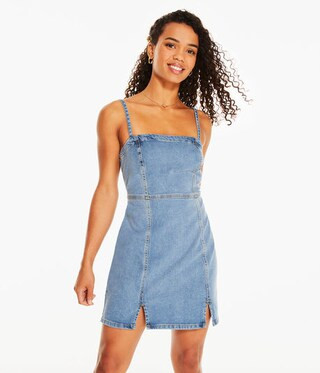 Denim Square-Neck Slim Dress | Aeropostale