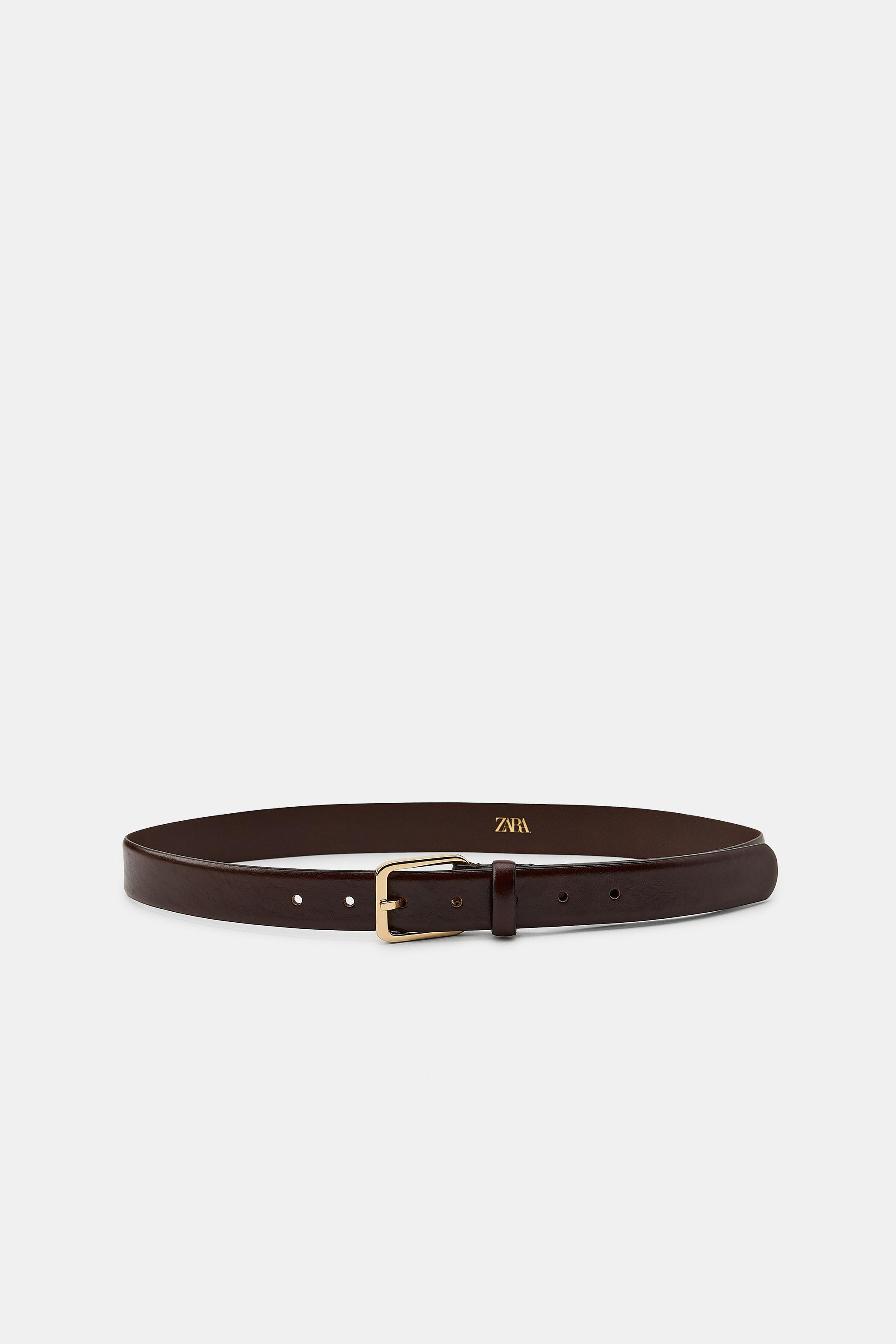 100% LEATHER BELT WITH SQUARE BUCKLE | Zara UK