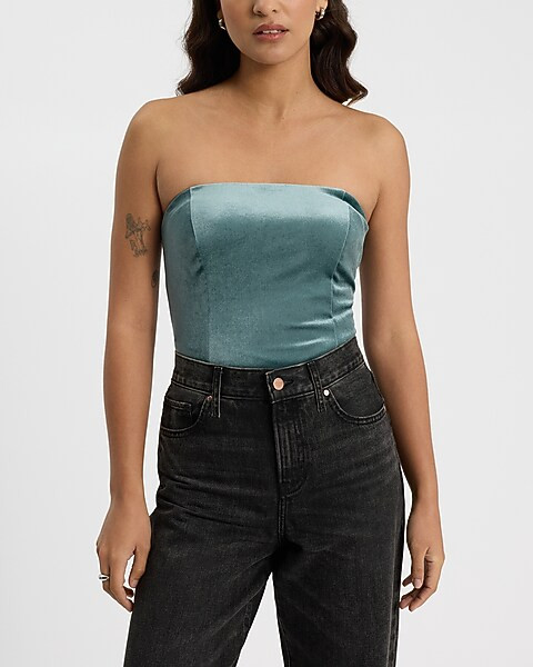 Velvet Strapless Bodysuit | Express
