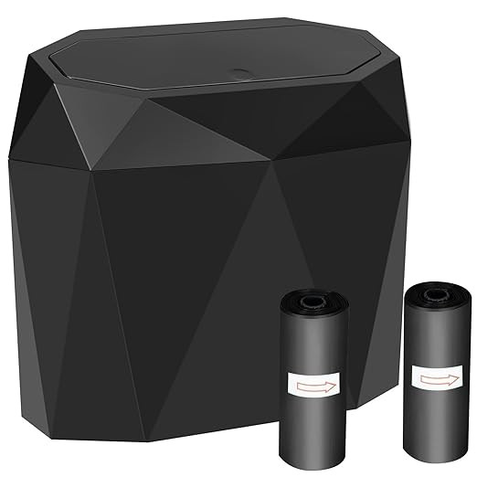 Mini Car Trash Can Bin with Lid, Small Car Garbage Can with 60pcs Trash Bags, ABS Diamond Design ... | Amazon (US)