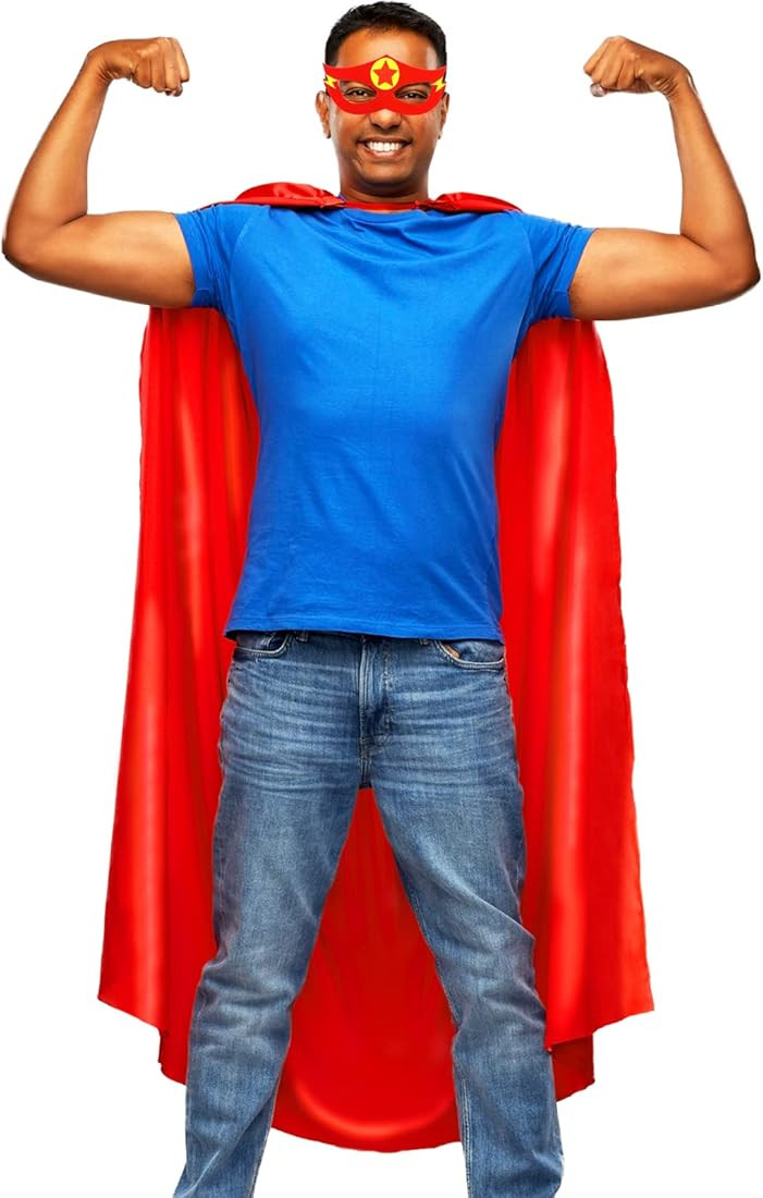 iROLEWIN Superhero-Cape and Mask for Adults Women Men Super Hero Dress-up Costume Spirit Day Team... | Amazon (US)