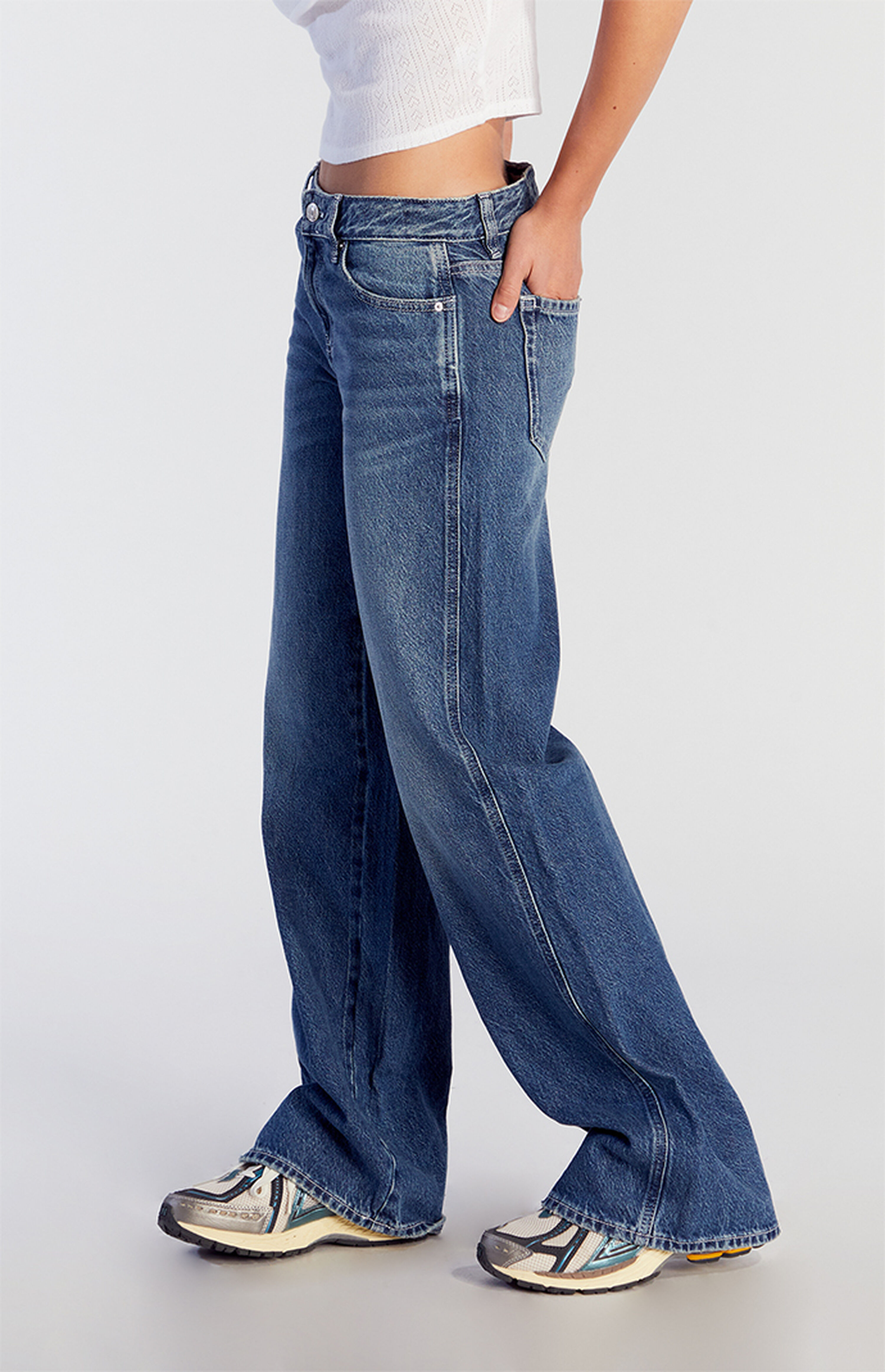 PacSun Casey Medium Indigo Low Rise Baggy Jeans | PacSun