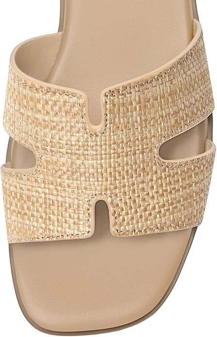 Rihero Women's Dressy Flat Sandals Comfortable Slip On Leather Slide Sandals | Amazon (US)