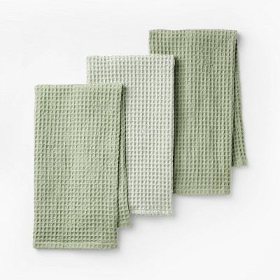 3pc Waffle Kitchen Towels Green - Figmint™ | Target
