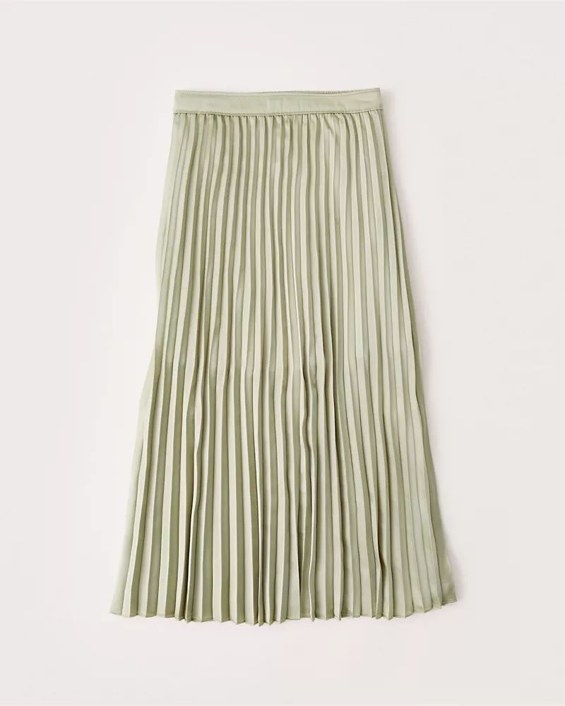 Pleated Satin Midi Skirt | Abercrombie & Fitch US & UK